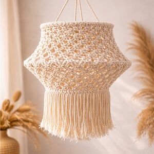 Boho Macrame Hanging Lamp Shade